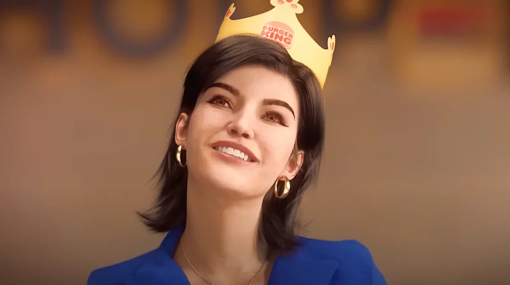 Lu do Magalu usando a coroa do Burger King.