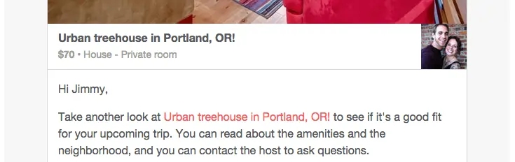 Foto de tela de exemplo de uma campanha de email marketing do Airbnb.