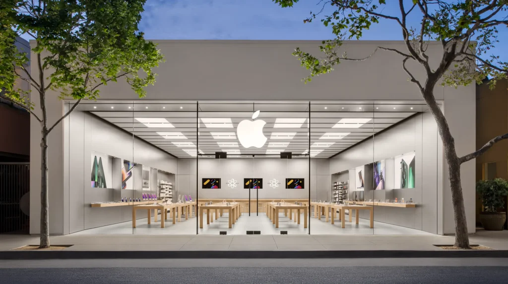 Fachada de loja da Apple, exemplo de brand awareness.
